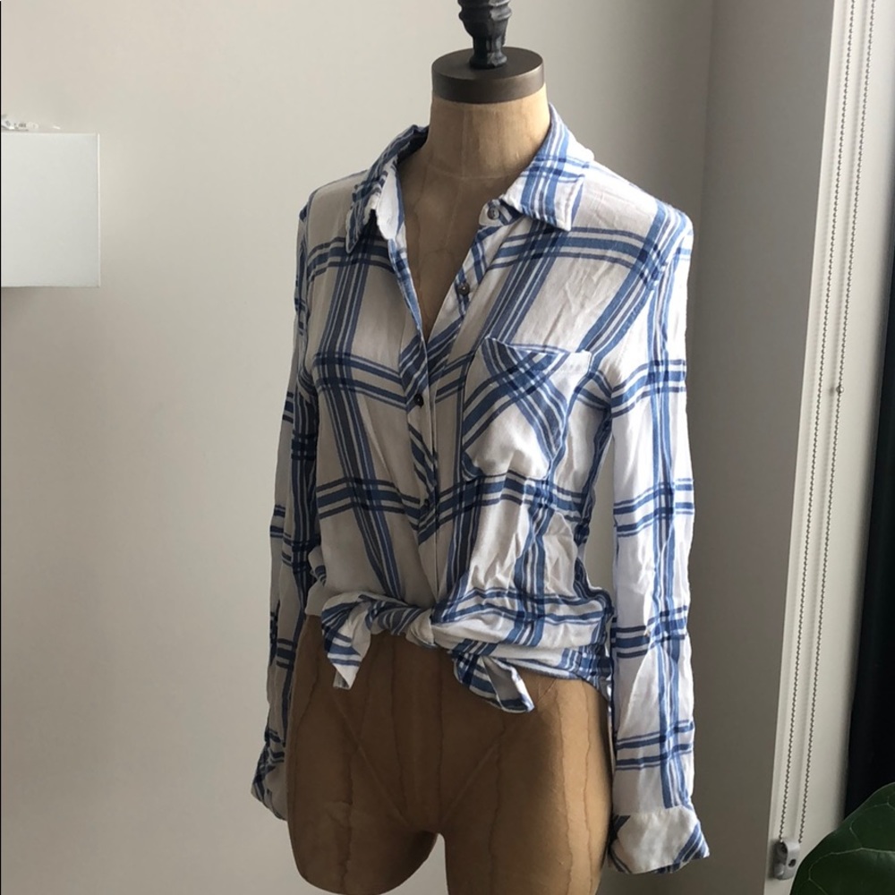 Summery blue and white button up
